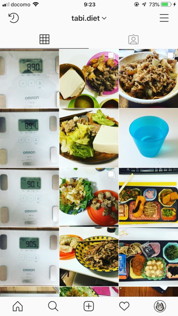 Instagramを同一ルールで投稿し続けたプロフィールの過去投稿画面